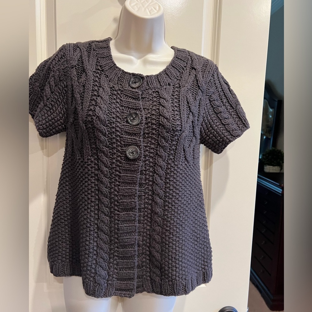 Kaisely Women's Gray Chunky Cable Knit Sweater/Cardigan Sz: SM